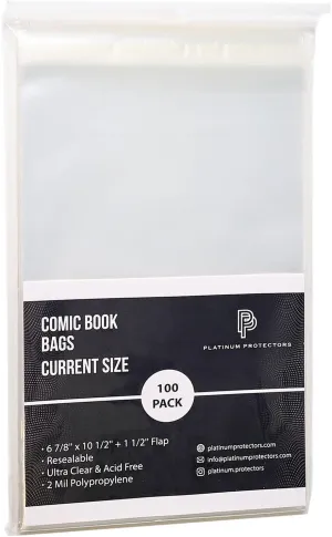 Comic Book Bags for Current/Modern (200-Count) Resealable Premium Sleeves
