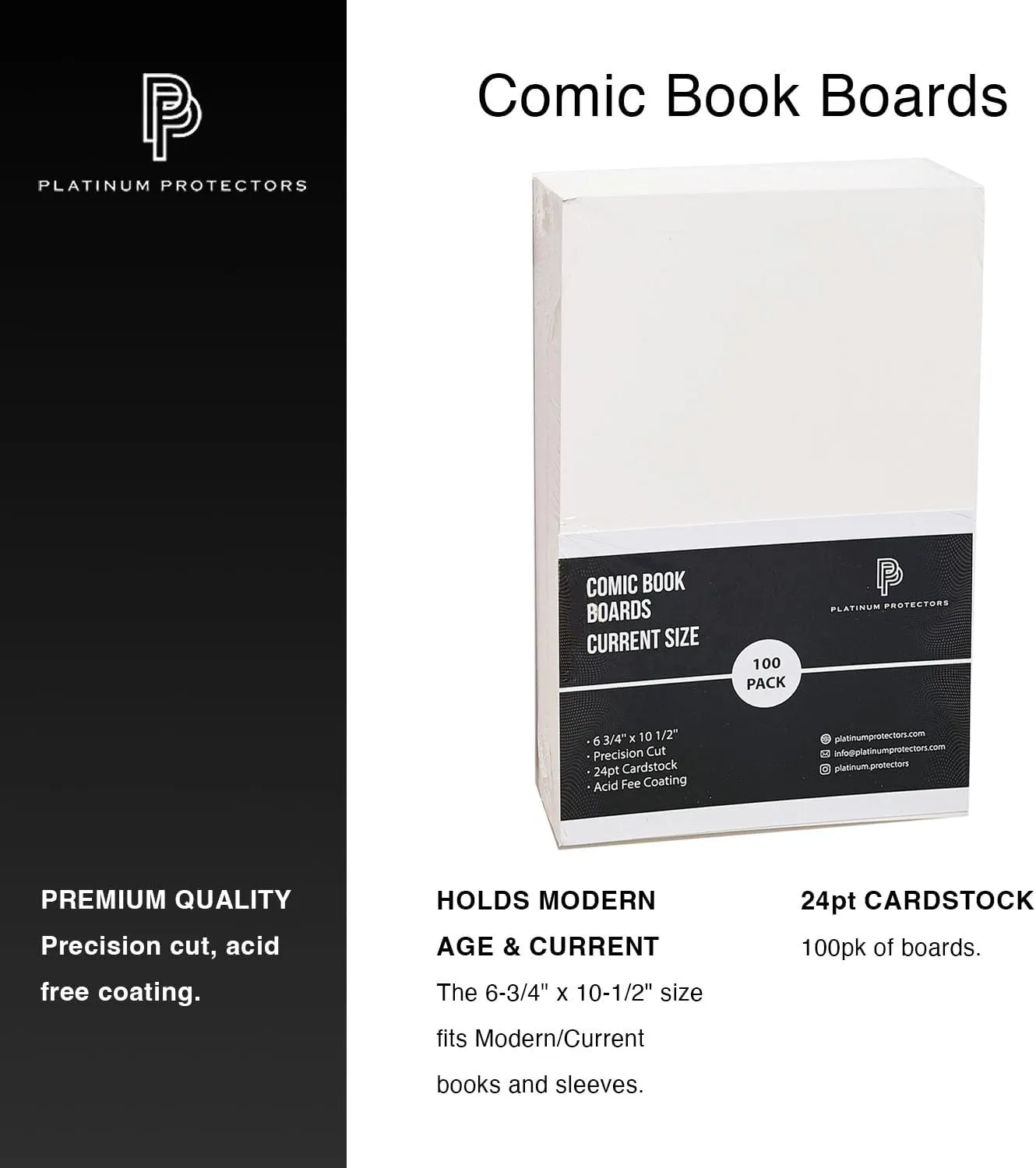 Comic Book Boards for Current/Modern (200-Count) Reusable White Storage Backing Boards Precision Cut