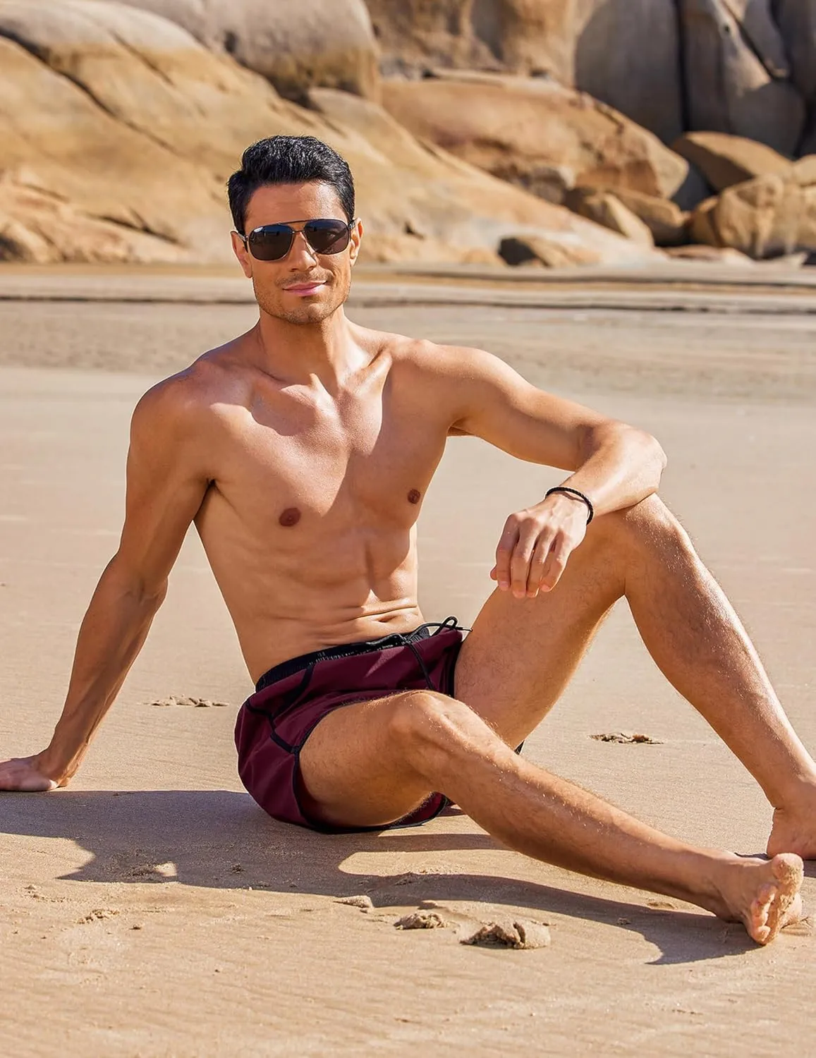 COOFANDY Men's Swim Trunks Quick Dry Swimsuit Color Block Board Short Bathing Suit Swimwear with Mesh Liner