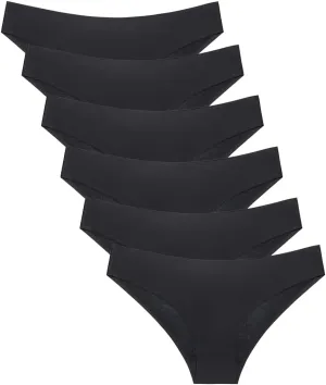 COSOMALL 6 Pack Women's Invisible Seamless Bikini Underwear Half Back Coverage Panties