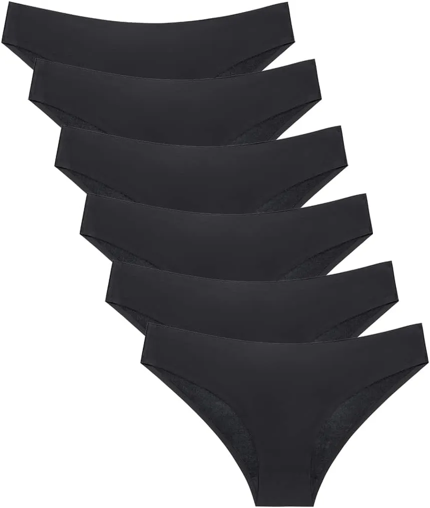 COSOMALL 6 Pack Women's Invisible Seamless Bikini Underwear Half Back Coverage Panties