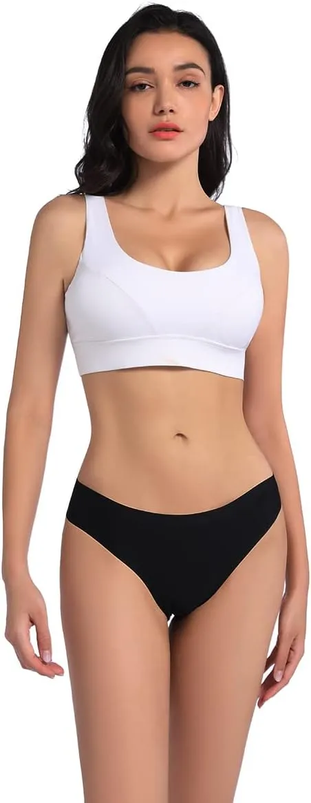 COSOMALL 6 Pack Women's Invisible Seamless Bikini Underwear Half Back Coverage Panties