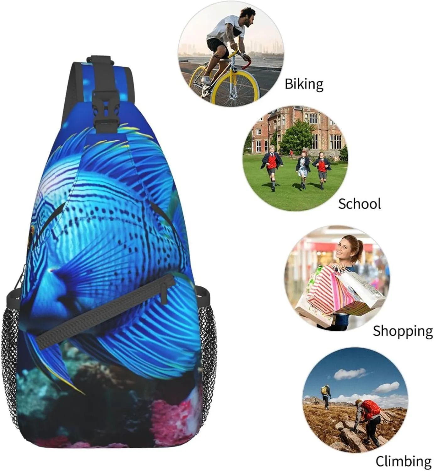 Couple Parrots Olive Crossbody Bag Chest Shoulder Bag Small Casual Backpack Suitable For Women Men Hiking