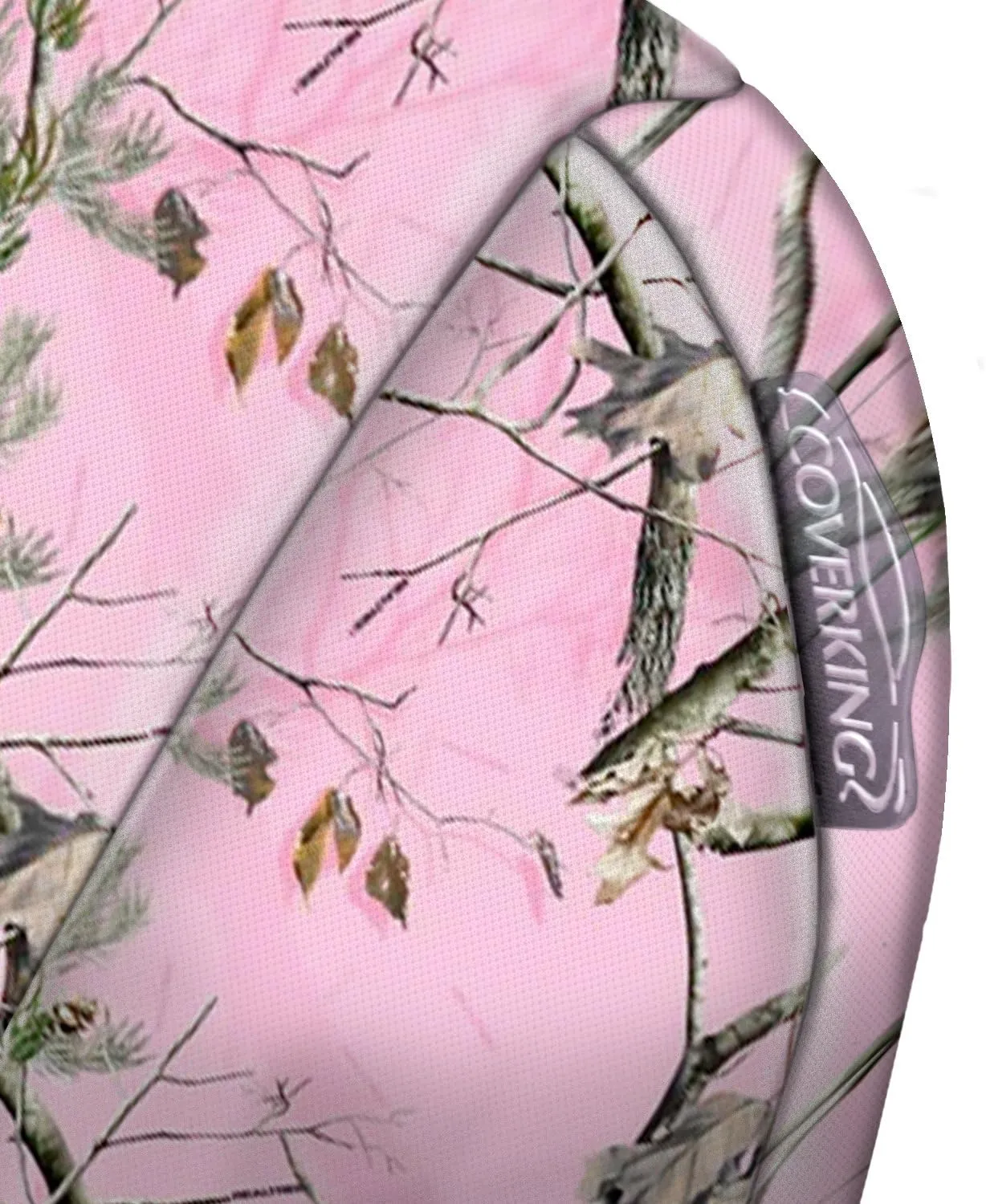 Coverking Front 50/50 Bucket Custom Fit Seat Cover for Select GMC Envoy Models - Neosupreme Camo Real Tree (AP Pink Solid)