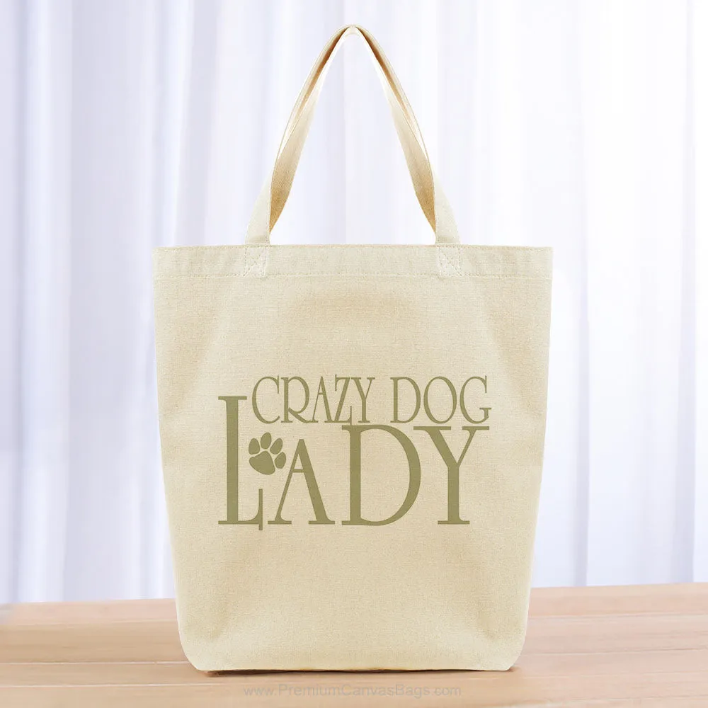 Crazy Dog Lady Tote Bag - khaki