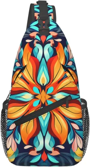 Creative Colorful Garland Patterned multifunctional crossbody chest bag, suitable for casual hiking, unisex, convenient travel backpack
