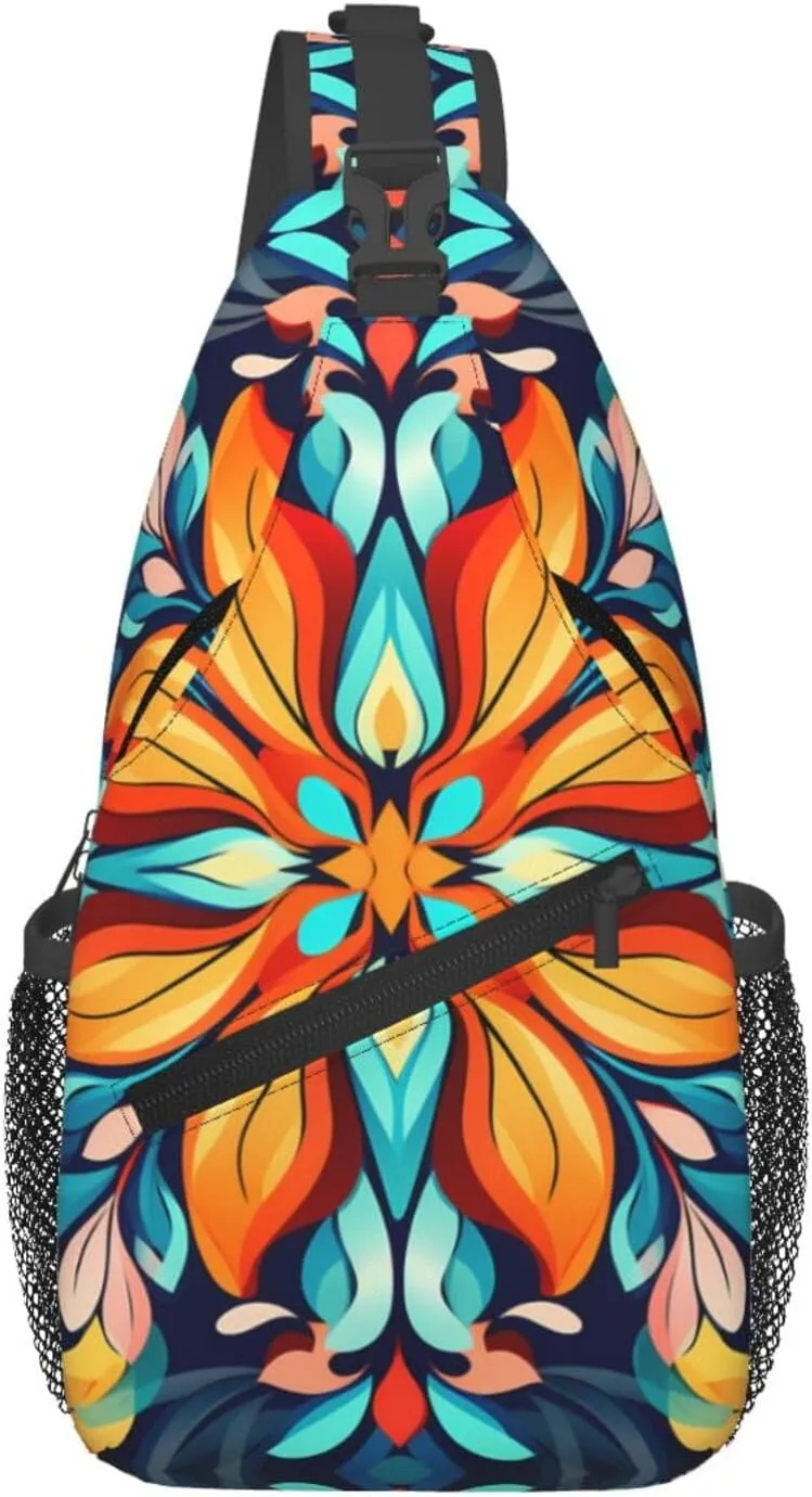 Creative Colorful Garland Patterned multifunctional crossbody chest bag, suitable for casual hiking, unisex, convenient travel backpack