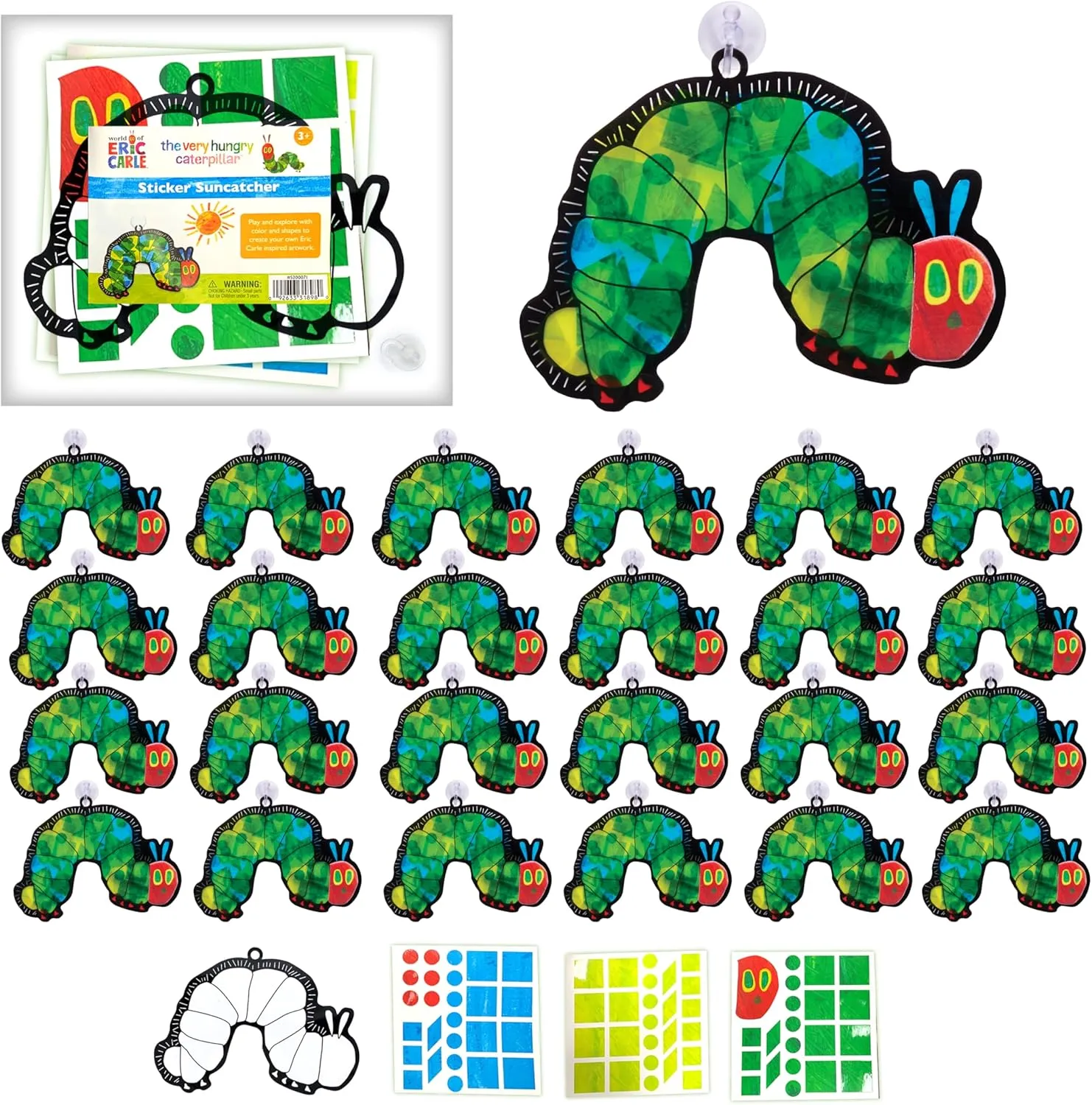 Creativity for Kids The Very Hungry Caterpillar Party Supplies: Sticker Suncatchers - 24 Birthday Party Favors, Toddler Party Favors for Kids Ages 3-5 , Kids Toys Bulk
