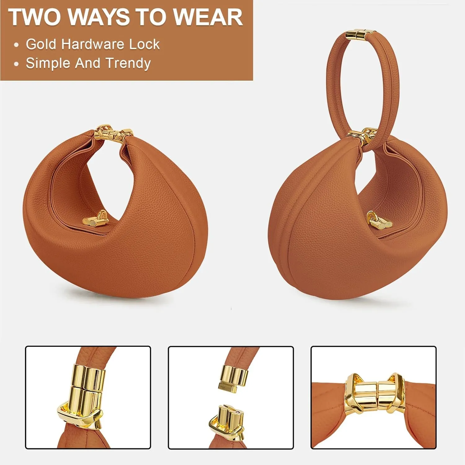 Crescent Bag for Women Half Moon Bag PU Leather Top Handle Handbag Crossbody Purse