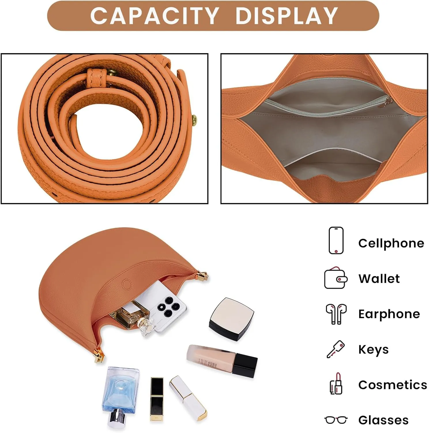 Crescent Bag for Women Half Moon Bag PU Leather Top Handle Handbag Crossbody Purse