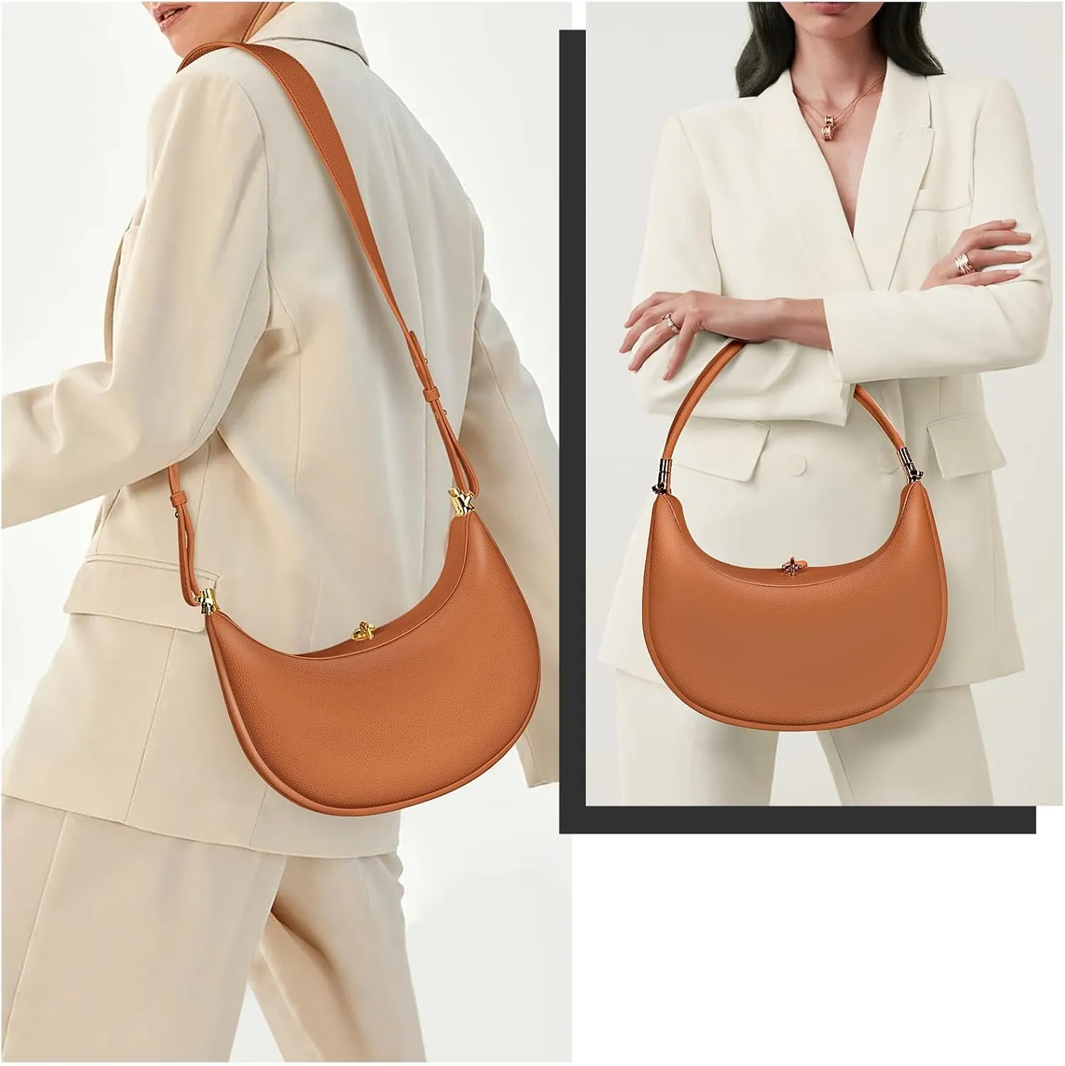 Crescent Bag for Women Half Moon Bag PU Leather Top Handle Handbag Crossbody Purse