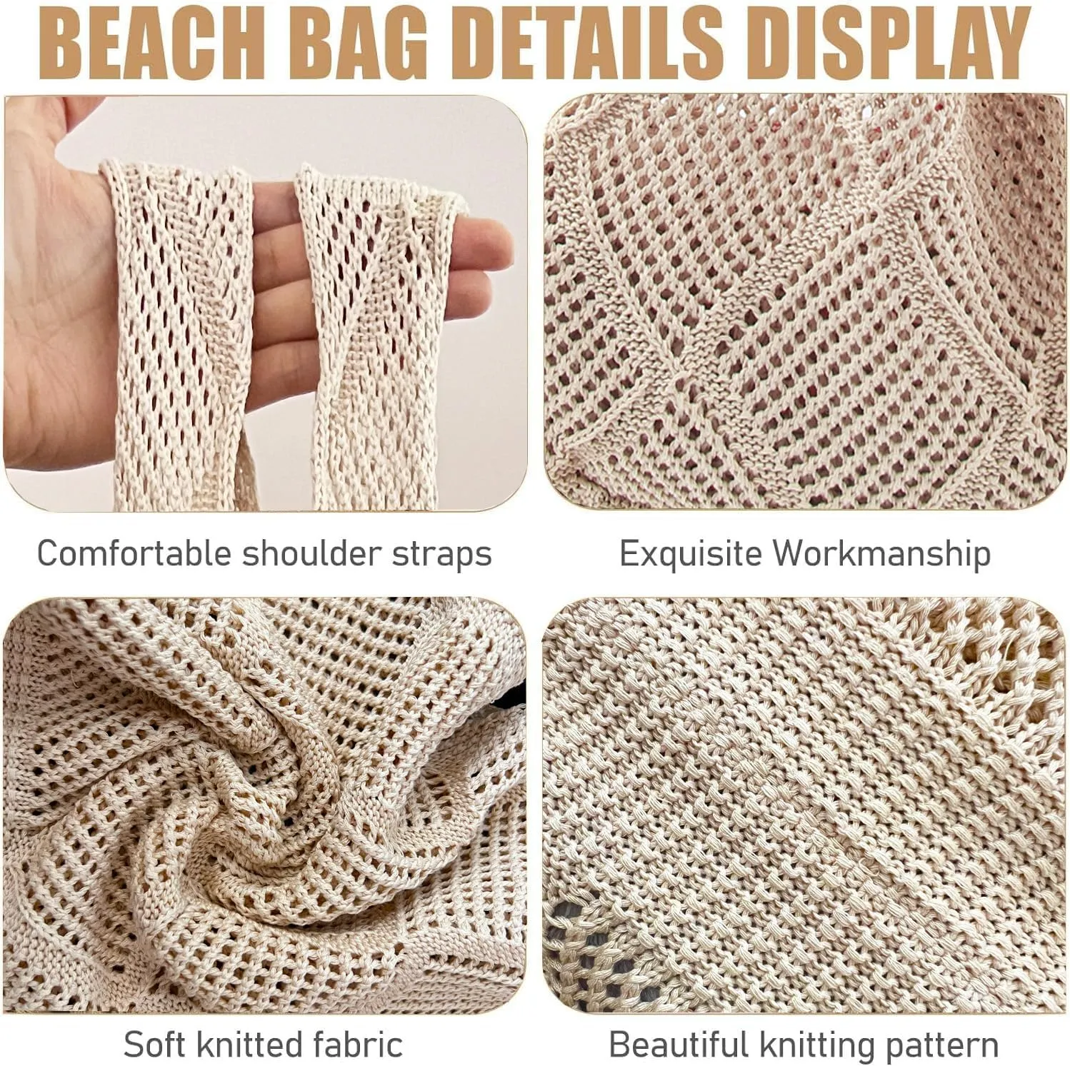 Crochet Mesh Beach Tote Shoulder Handbags Hobo Summer Aesthetic Women's Bag