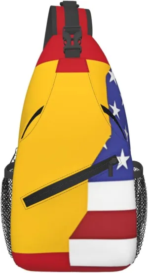 Cross Chest Bag Diagonally Sling Backpack Crossbody Shoulder Bag American Spain Flag Branches Sling Bag Travel Hiking Daypack