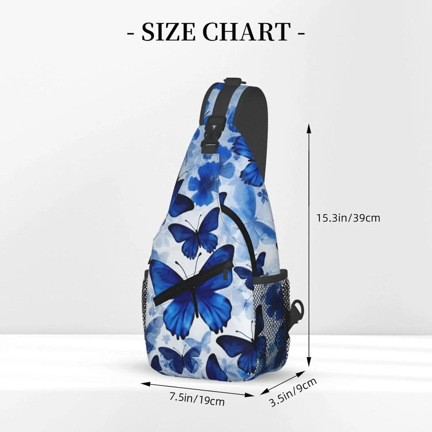Cross Chest Bag Diagonally Sling Backpack Crossbody Shoulder Bag Blue Butterflies Sling Bag Travel Hiking Daypack