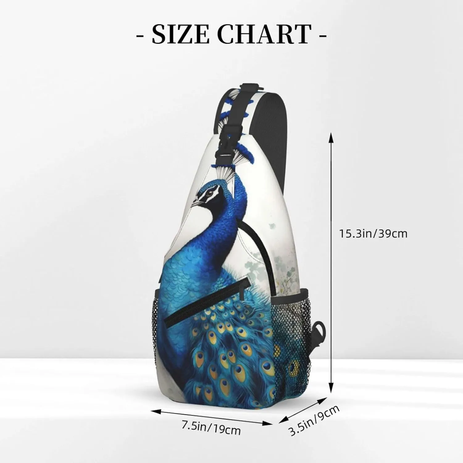 Cross Chest Bag Diagonally Sling Backpack Crossbody Shoulder Bag Blue Peacock Sling Bag Travel Hiking Daypack