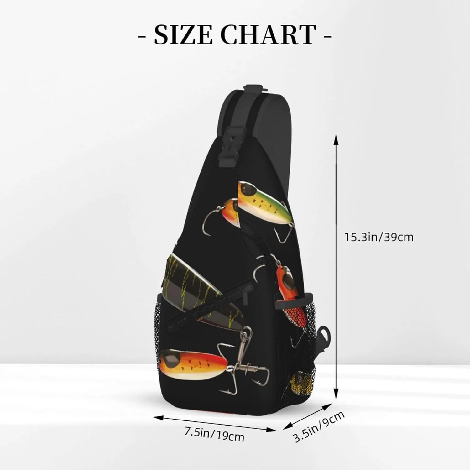 Cross Chest Bag Diagonally Sling Backpack Crossbody Shoulder Bag Fishing Lure Sling Bag Travel Hiking Daypack
