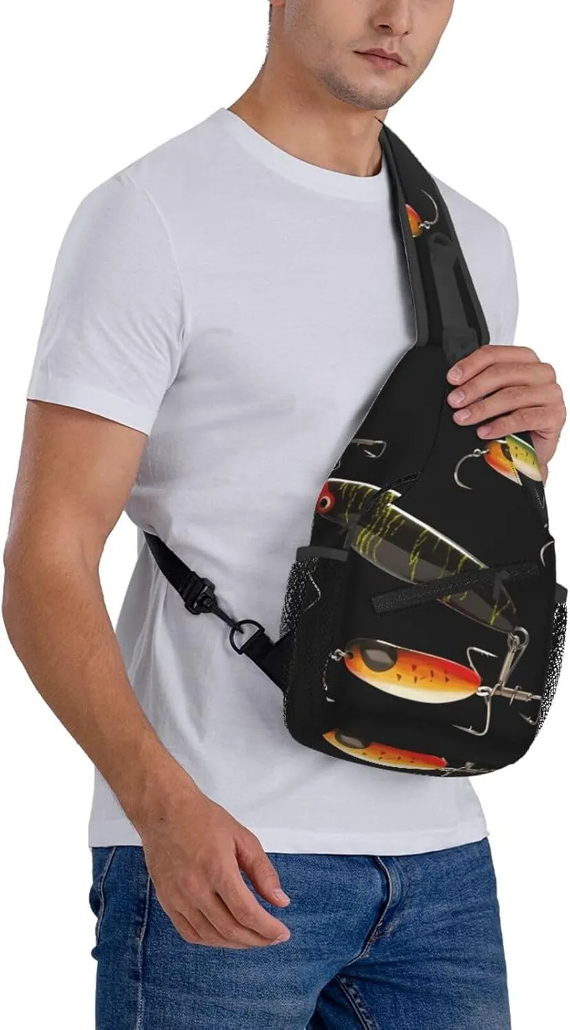 Cross Chest Bag Diagonally Sling Backpack Crossbody Shoulder Bag Fishing Lure Sling Bag Travel Hiking Daypack