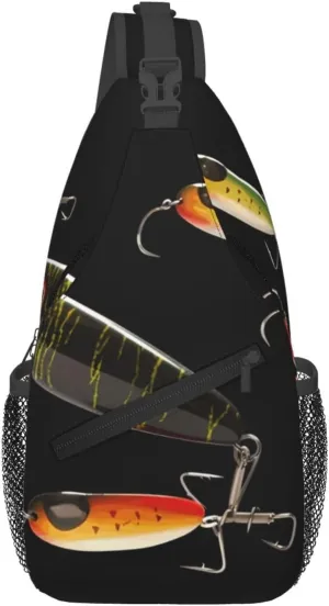 Cross Chest Bag Diagonally Sling Backpack Crossbody Shoulder Bag Fishing Lure Sling Bag Travel Hiking Daypack