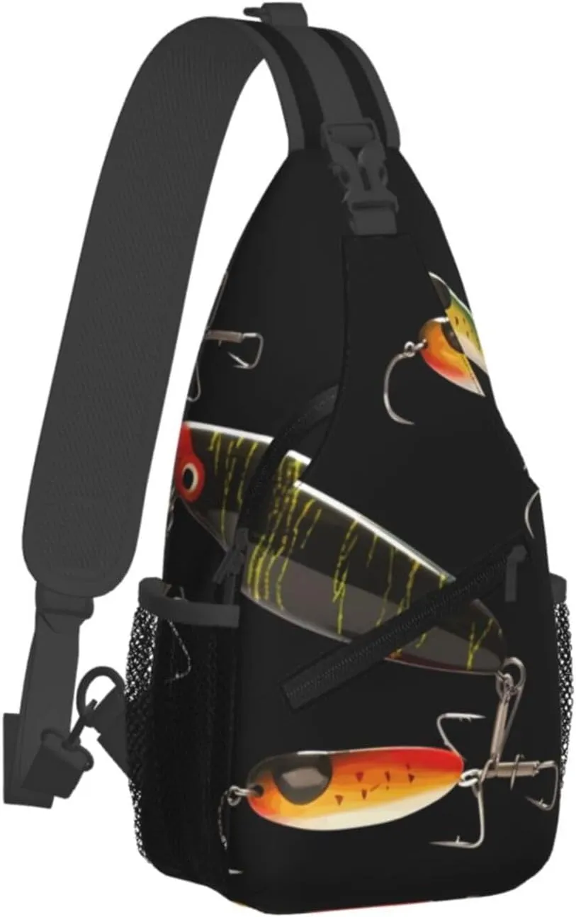 Cross Chest Bag Diagonally Sling Backpack Crossbody Shoulder Bag Fishing Lure Sling Bag Travel Hiking Daypack