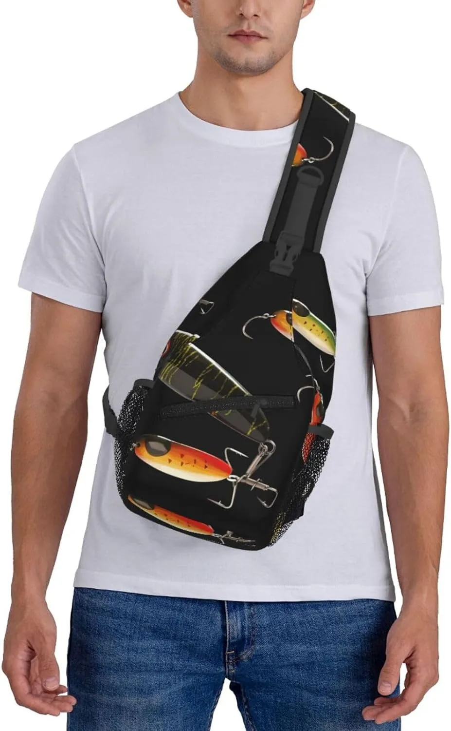 Cross Chest Bag Diagonally Sling Backpack Crossbody Shoulder Bag Fishing Lure Sling Bag Travel Hiking Daypack