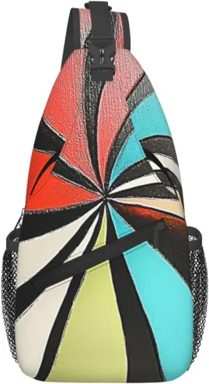Cross Chest Bag Diagonally Sling Backpack Crossbody Shoulder Bag Inverted Rainbow Dart Plate Branches Sling Bag Travel Hiking Daypack