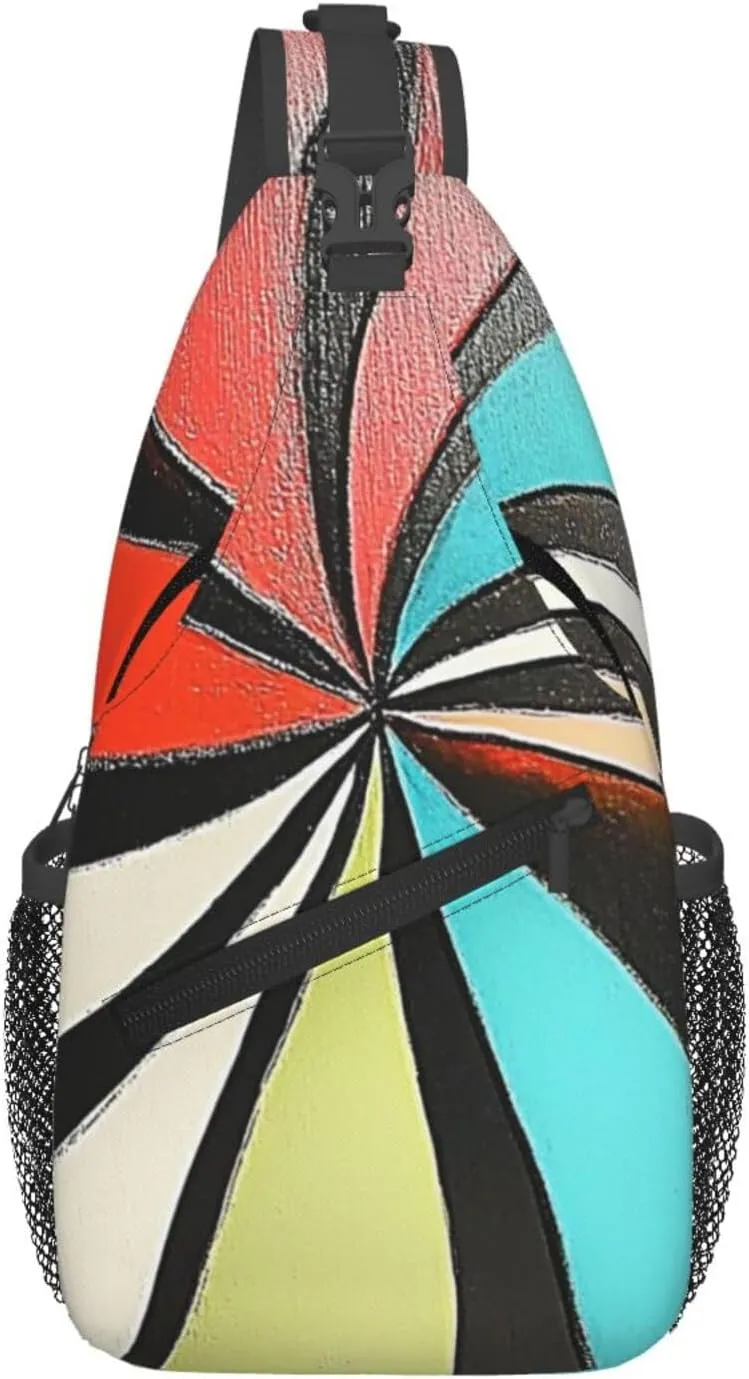 Cross Chest Bag Diagonally Sling Backpack Crossbody Shoulder Bag Inverted Rainbow Dart Plate Branches Sling Bag Travel Hiking Daypack