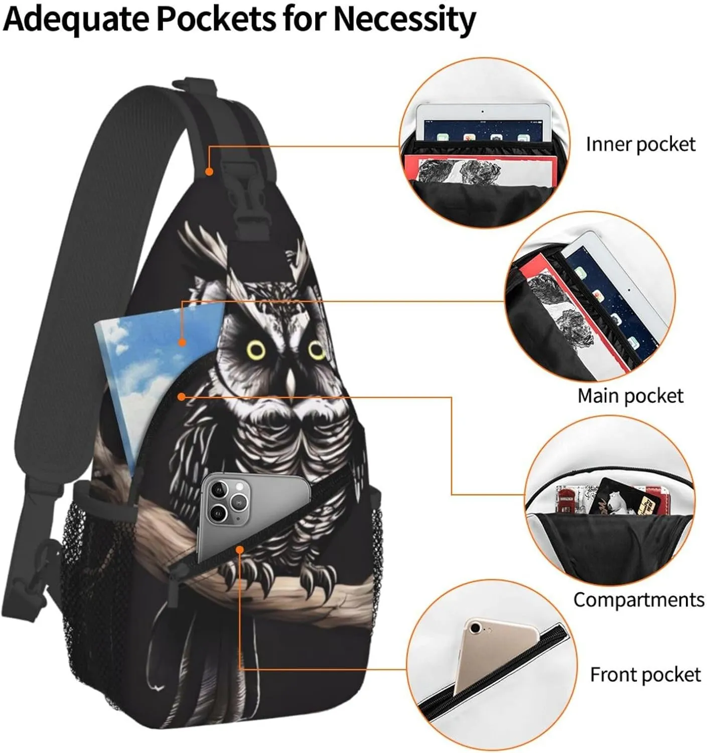 Cross Chest Bag Diagonally Sling Backpack Crossbody Shoulder Bag Lotus and Black Zen Stones Sling Bag Travel Hiking Daypack