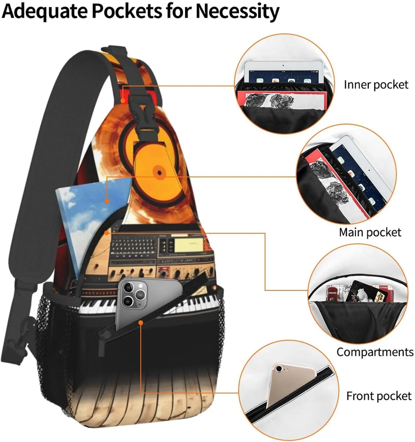 Cross Chest Bag Diagonally Sling Backpack Crossbody Shoulder Bag Native American Sling Bag Travel Hiking Daypack