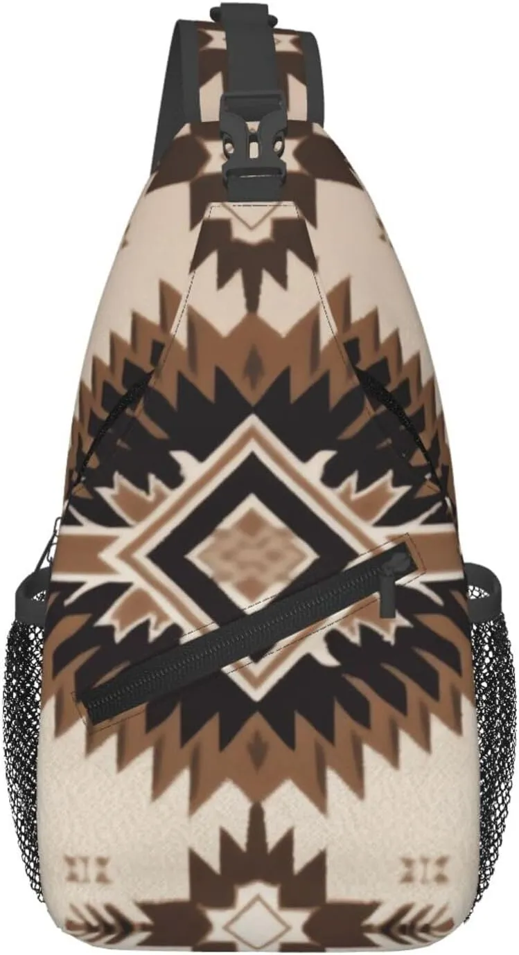 Cross Chest Bag Diagonally Sling Backpack Crossbody Shoulder Bag Native American Sling Bag Travel Hiking Daypack