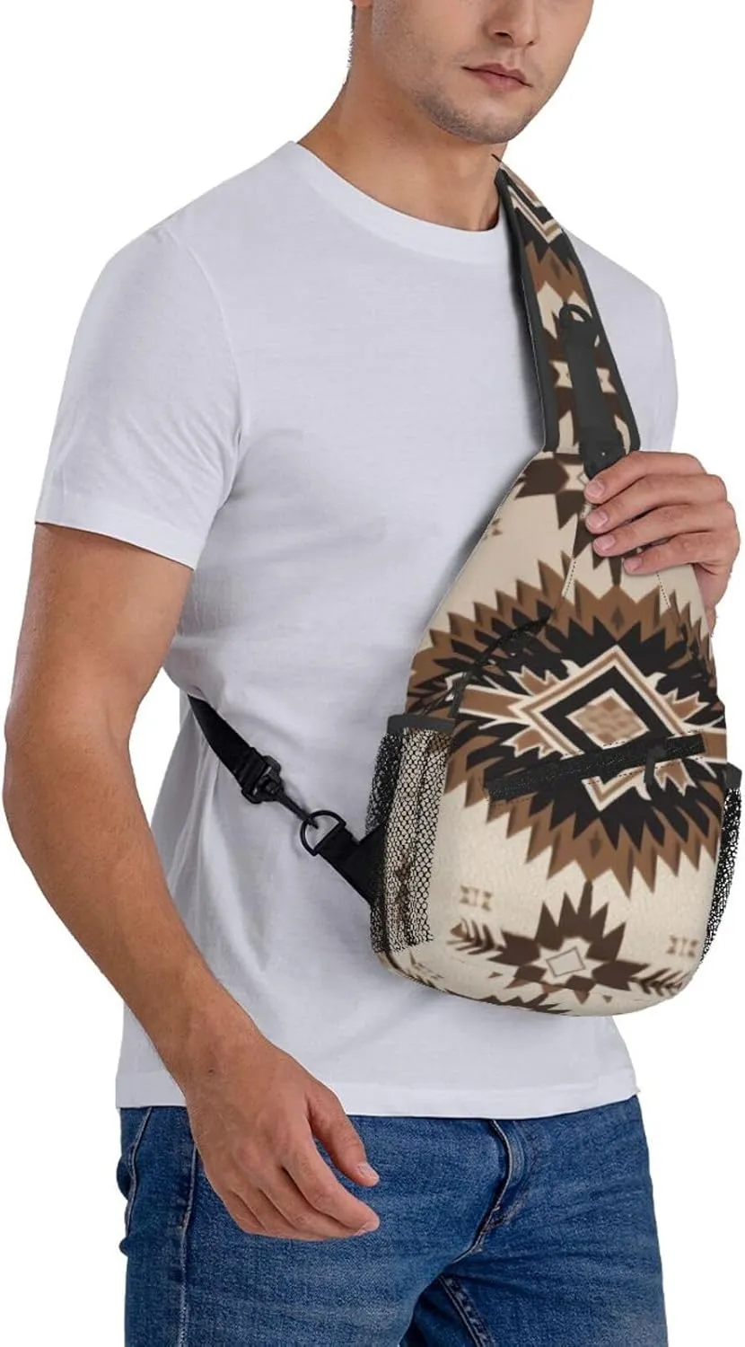 Cross Chest Bag Diagonally Sling Backpack Crossbody Shoulder Bag Native American Sling Bag Travel Hiking Daypack