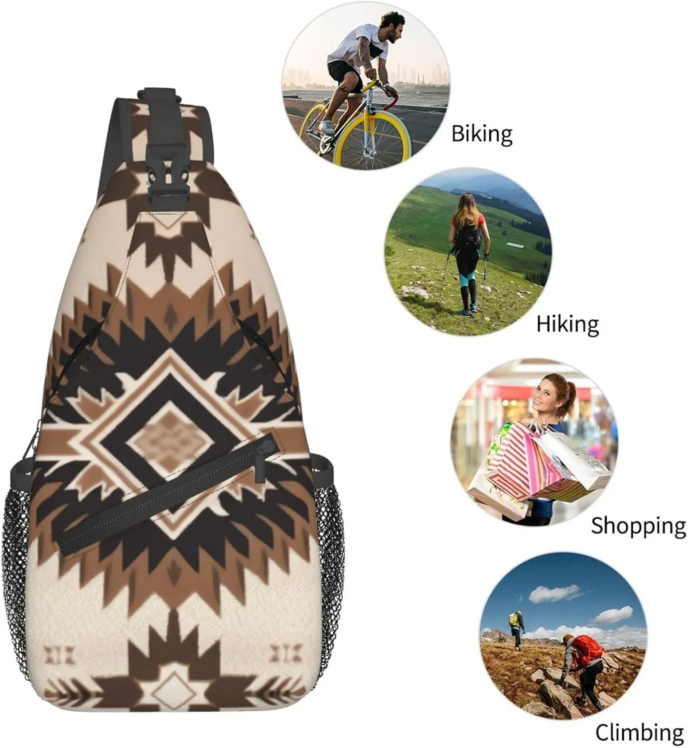 Cross Chest Bag Diagonally Sling Backpack Crossbody Shoulder Bag Native American Sling Bag Travel Hiking Daypack