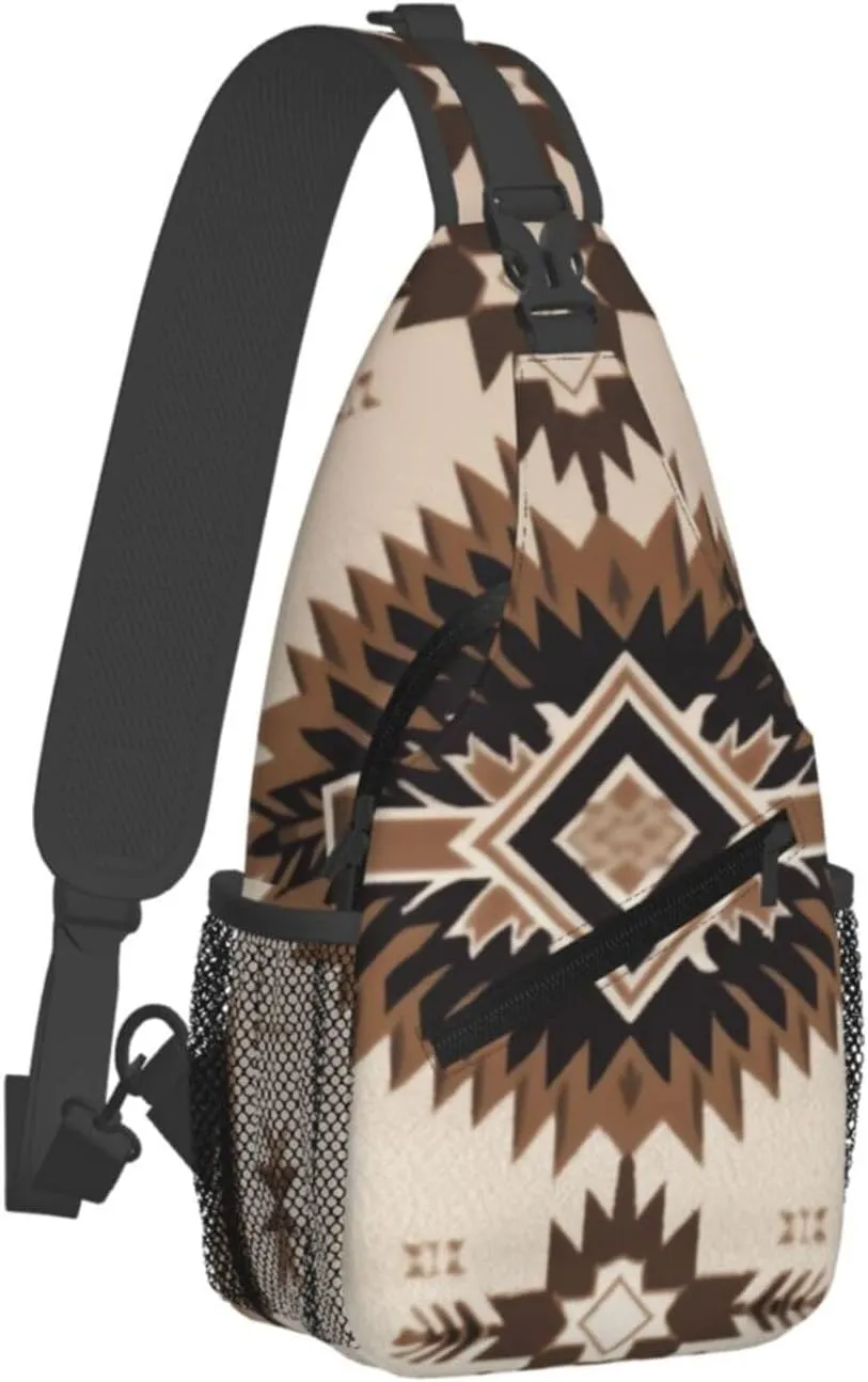 Cross Chest Bag Diagonally Sling Backpack Crossbody Shoulder Bag Native American Sling Bag Travel Hiking Daypack