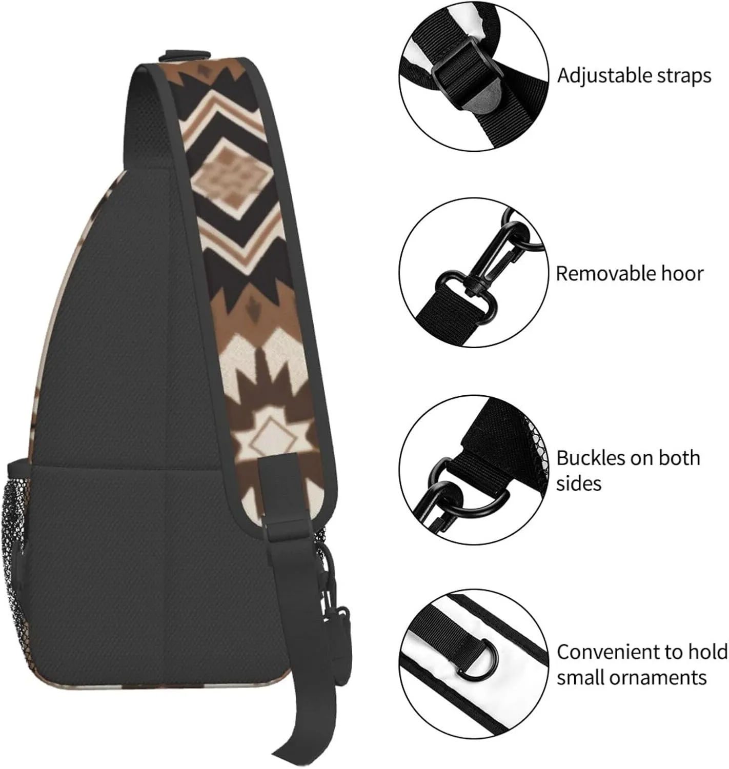 Cross Chest Bag Diagonally Sling Backpack Crossbody Shoulder Bag Native American Sling Bag Travel Hiking Daypack