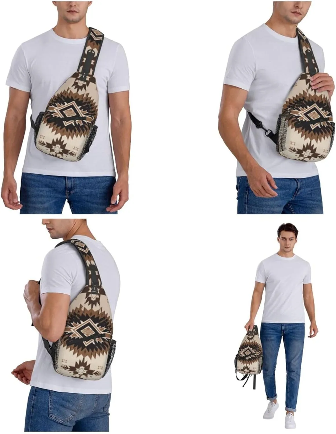 Cross Chest Bag Diagonally Sling Backpack Crossbody Shoulder Bag Native American Sling Bag Travel Hiking Daypack