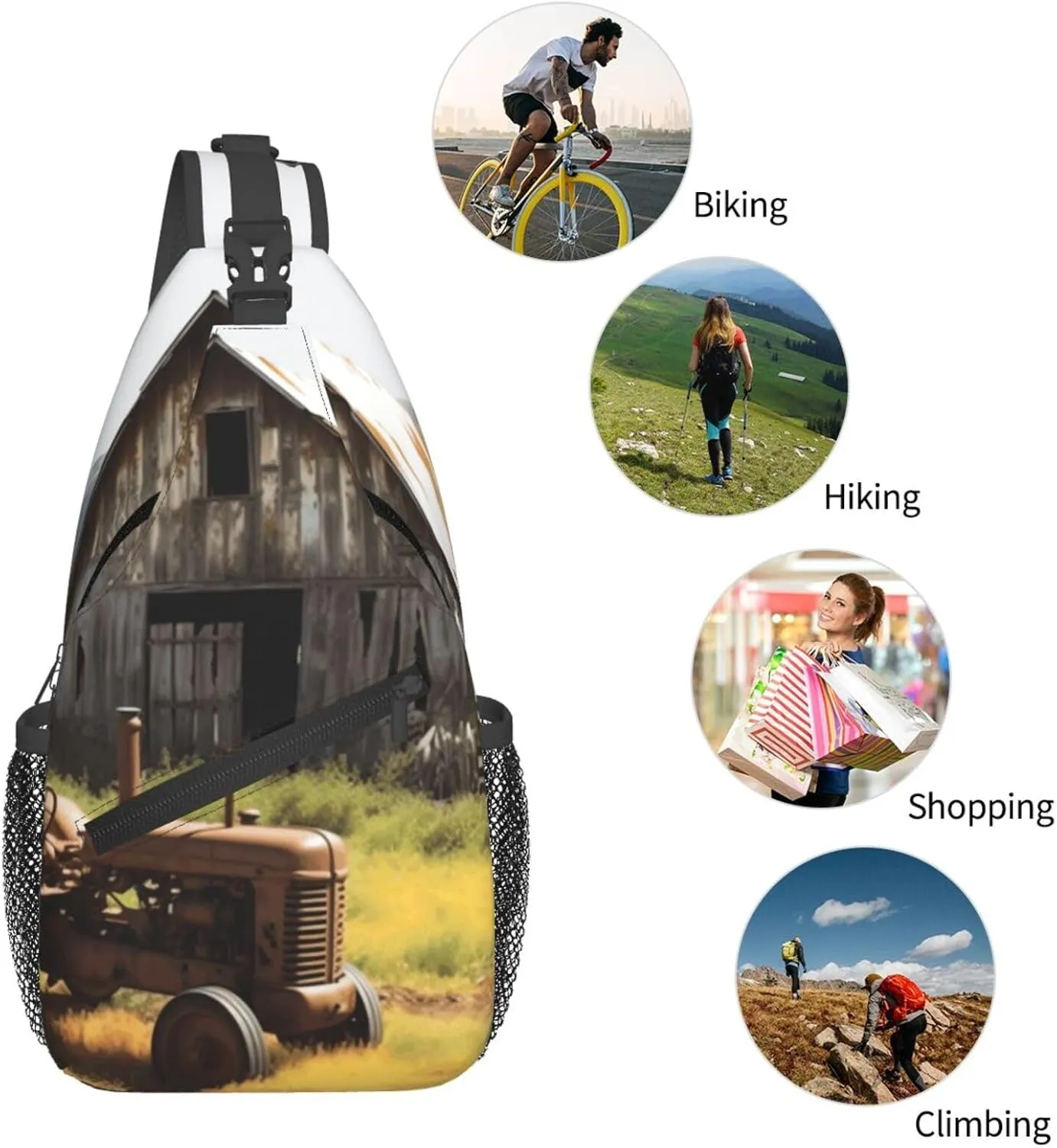 Cross Chest Bag Diagonally Sling Backpack Crossbody Shoulder Bag Owl Tree Branches Sling Bag Travel Hiking Daypack