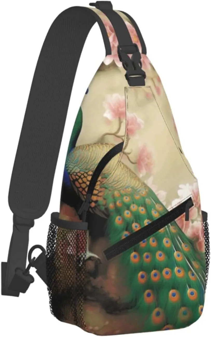 Cross Chest Bag Diagonally Sling Backpack Crossbody Shoulder Bag Owl Tree Branches Sling Bag Travel Hiking Daypack