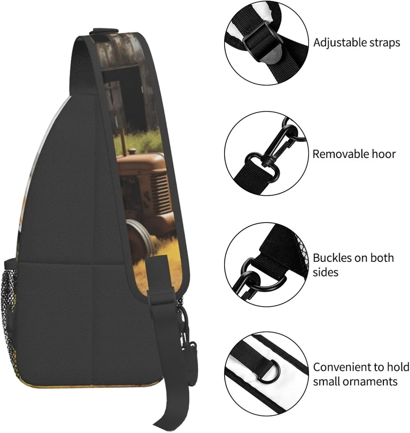 Cross Chest Bag Diagonally Sling Backpack Crossbody Shoulder Bag Owl Tree Branches Sling Bag Travel Hiking Daypack