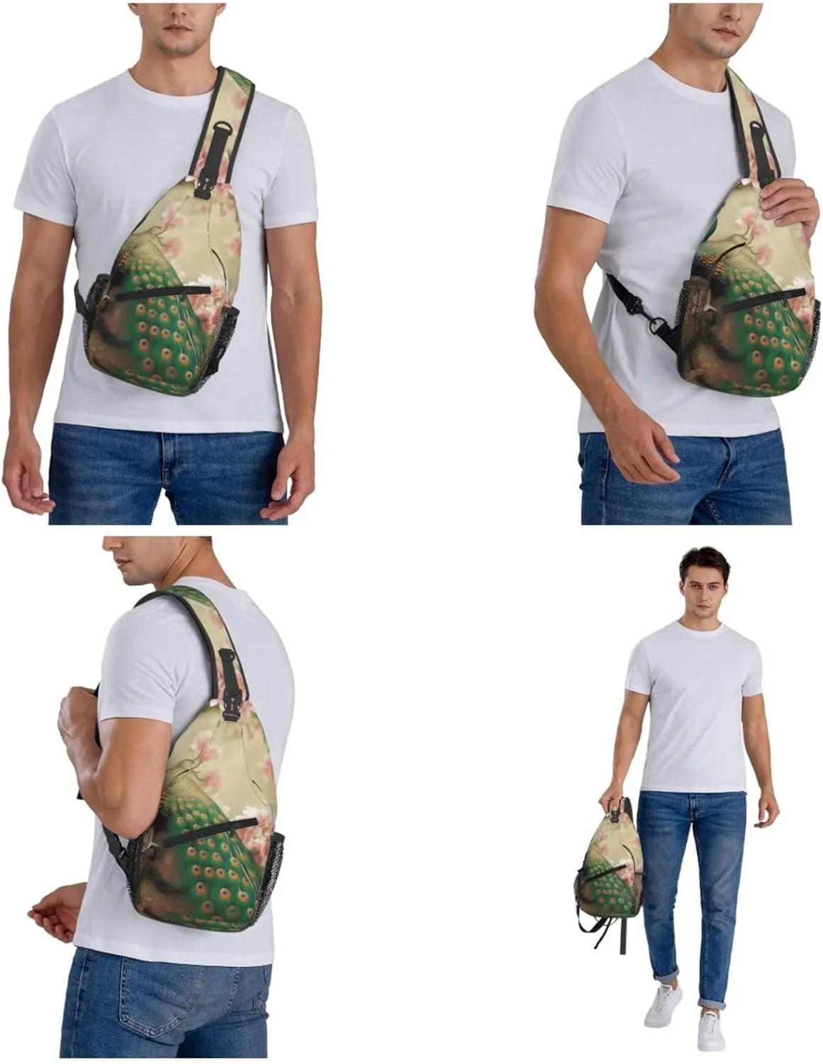 Cross Chest Bag Diagonally Sling Backpack Crossbody Shoulder Bag Owl Tree Branches Sling Bag Travel Hiking Daypack