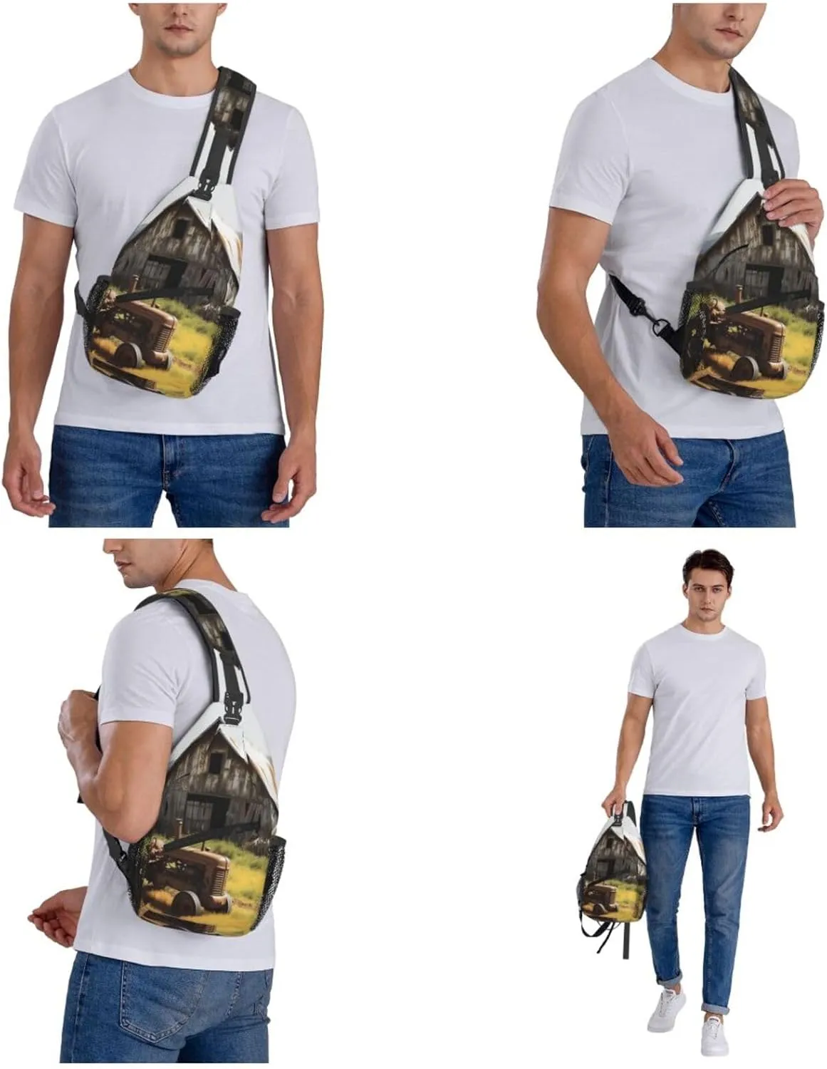 Cross Chest Bag Diagonally Sling Backpack Crossbody Shoulder Bag Owl Tree Branches Sling Bag Travel Hiking Daypack