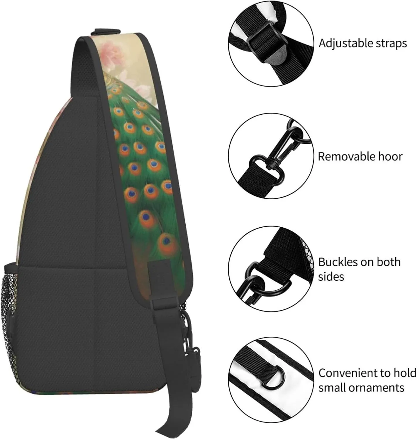 Cross Chest Bag Diagonally Sling Backpack Crossbody Shoulder Bag Owl Tree Branches Sling Bag Travel Hiking Daypack