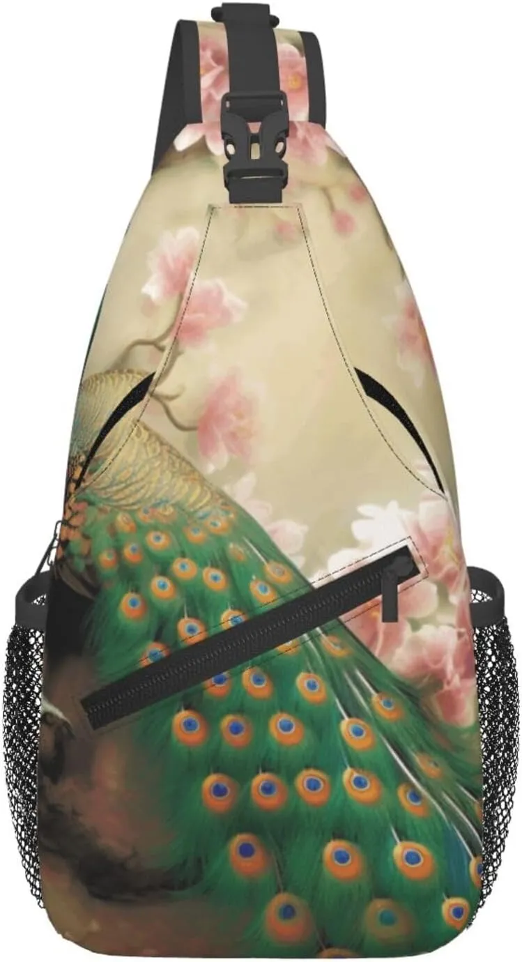 Cross Chest Bag Diagonally Sling Backpack Crossbody Shoulder Bag Owl Tree Branches Sling Bag Travel Hiking Daypack