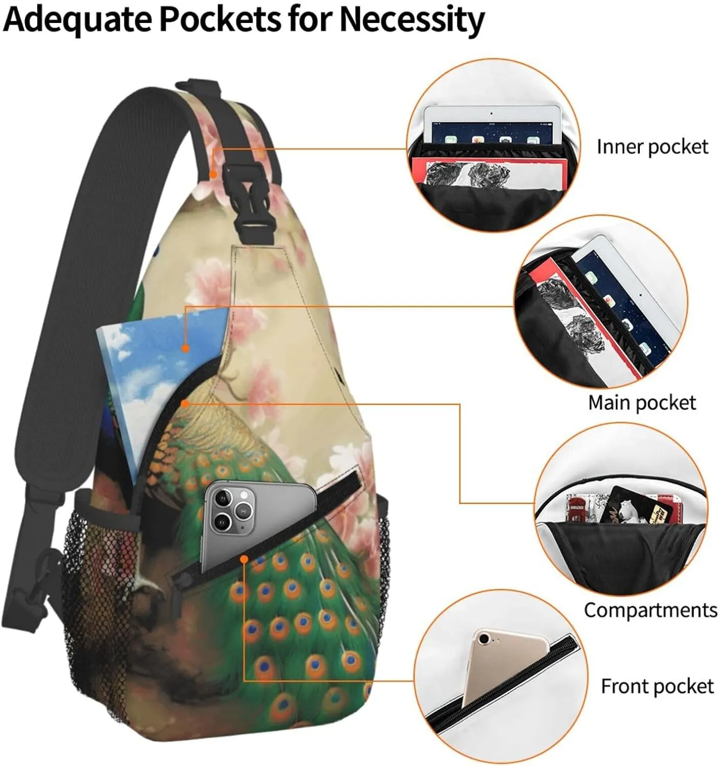 Cross Chest Bag Diagonally Sling Backpack Crossbody Shoulder Bag Owl Tree Branches Sling Bag Travel Hiking Daypack