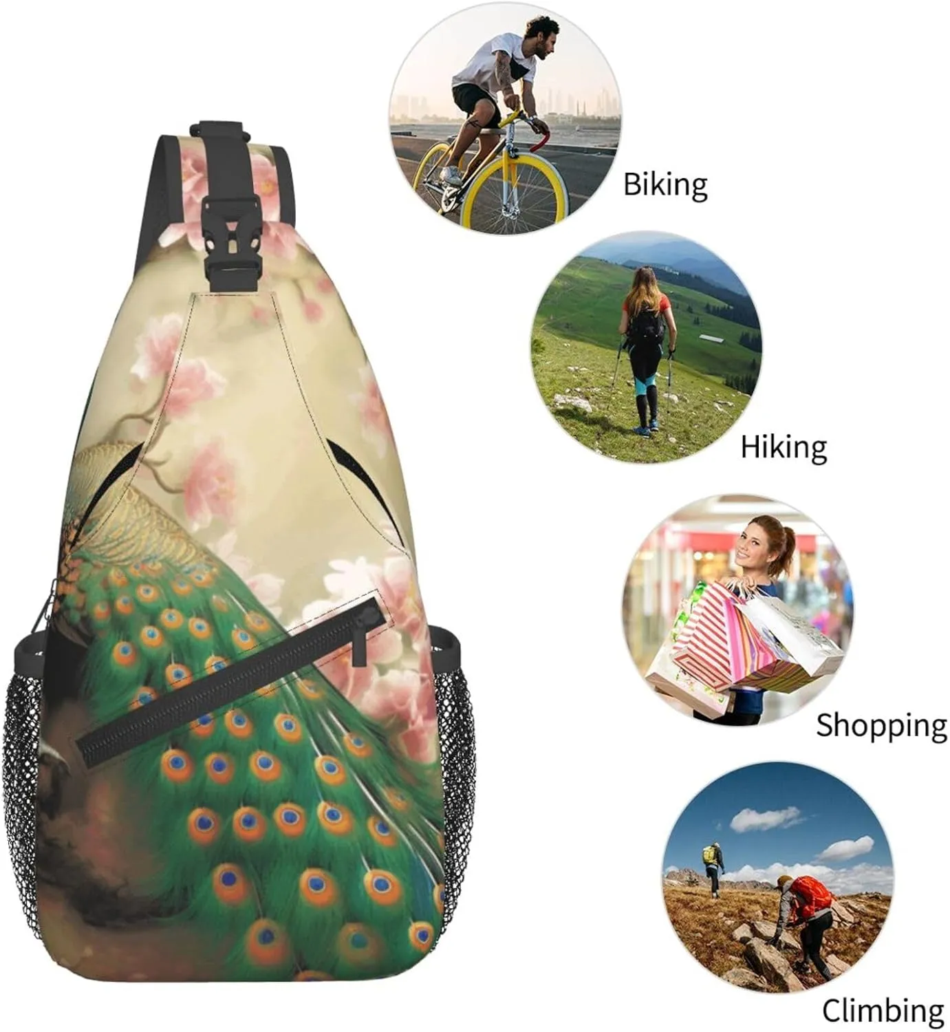 Cross Chest Bag Diagonally Sling Backpack Crossbody Shoulder Bag Owl Tree Branches Sling Bag Travel Hiking Daypack