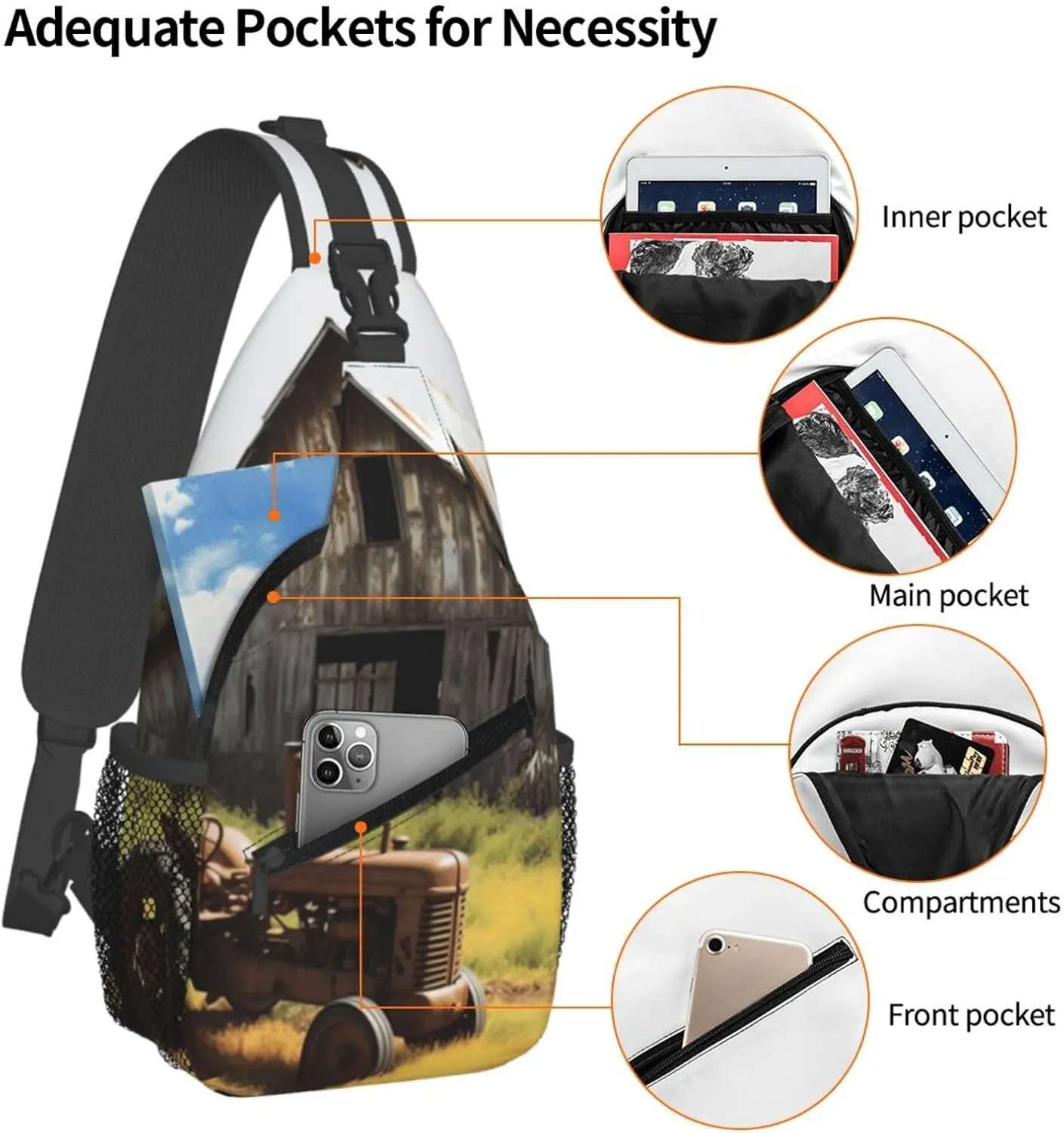 Cross Chest Bag Diagonally Sling Backpack Crossbody Shoulder Bag Owl Tree Branches Sling Bag Travel Hiking Daypack