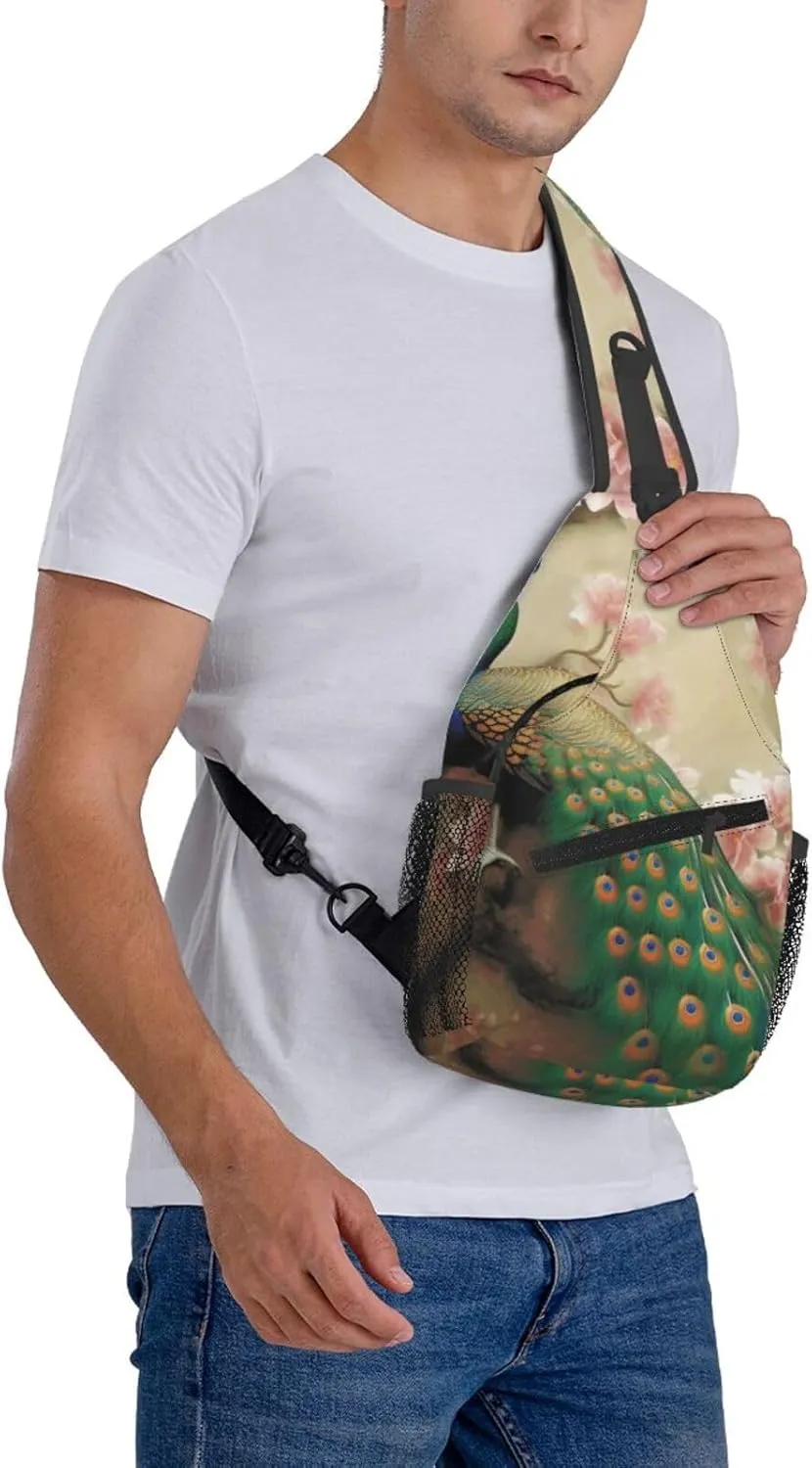 Cross Chest Bag Diagonally Sling Backpack Crossbody Shoulder Bag Owl Tree Branches Sling Bag Travel Hiking Daypack