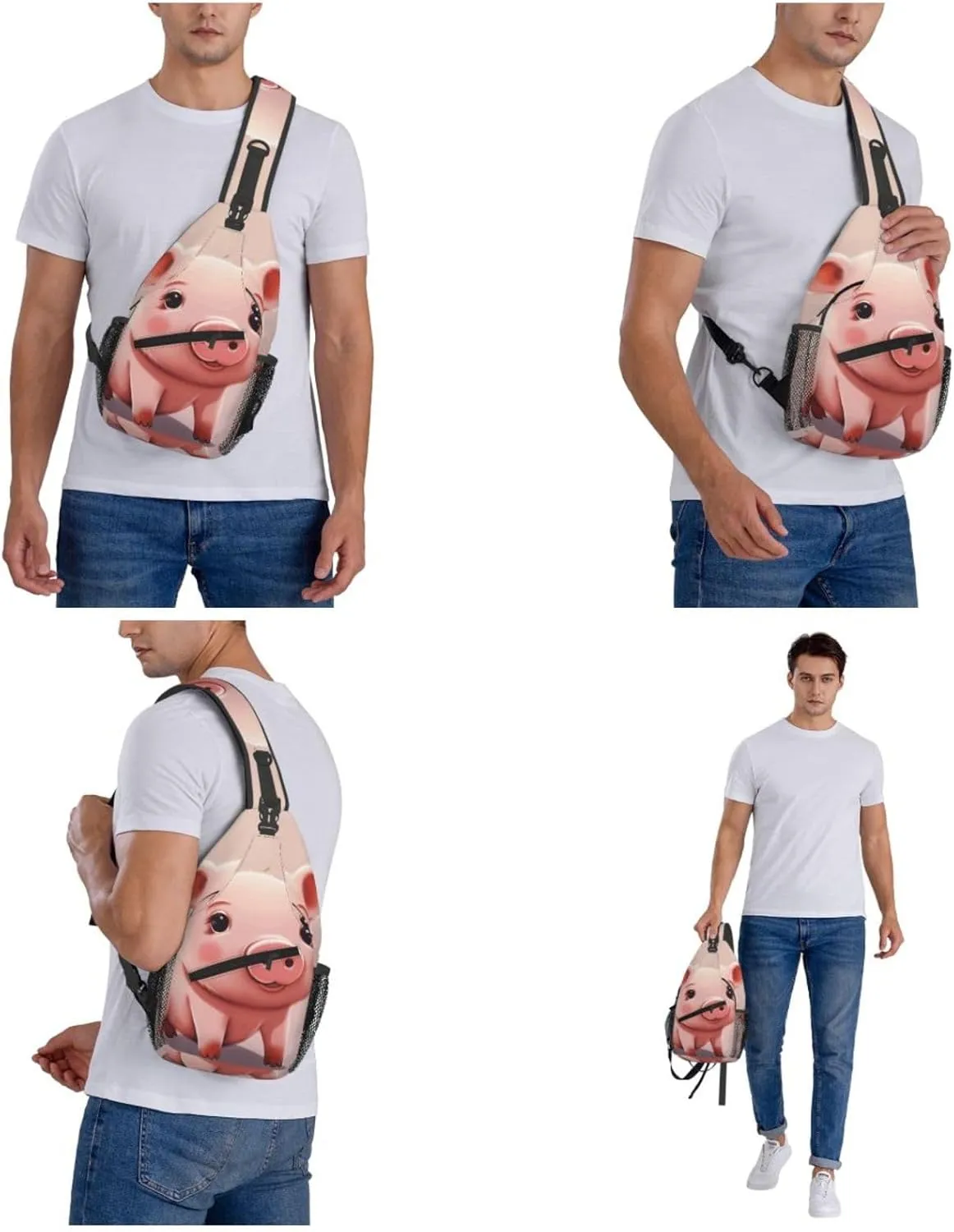 Cross Chest Bag Diagonally Sling Backpack Crossbody Shoulder Bag Polar Bears Northern Lights Sling Bag Travel Hiking Daypack