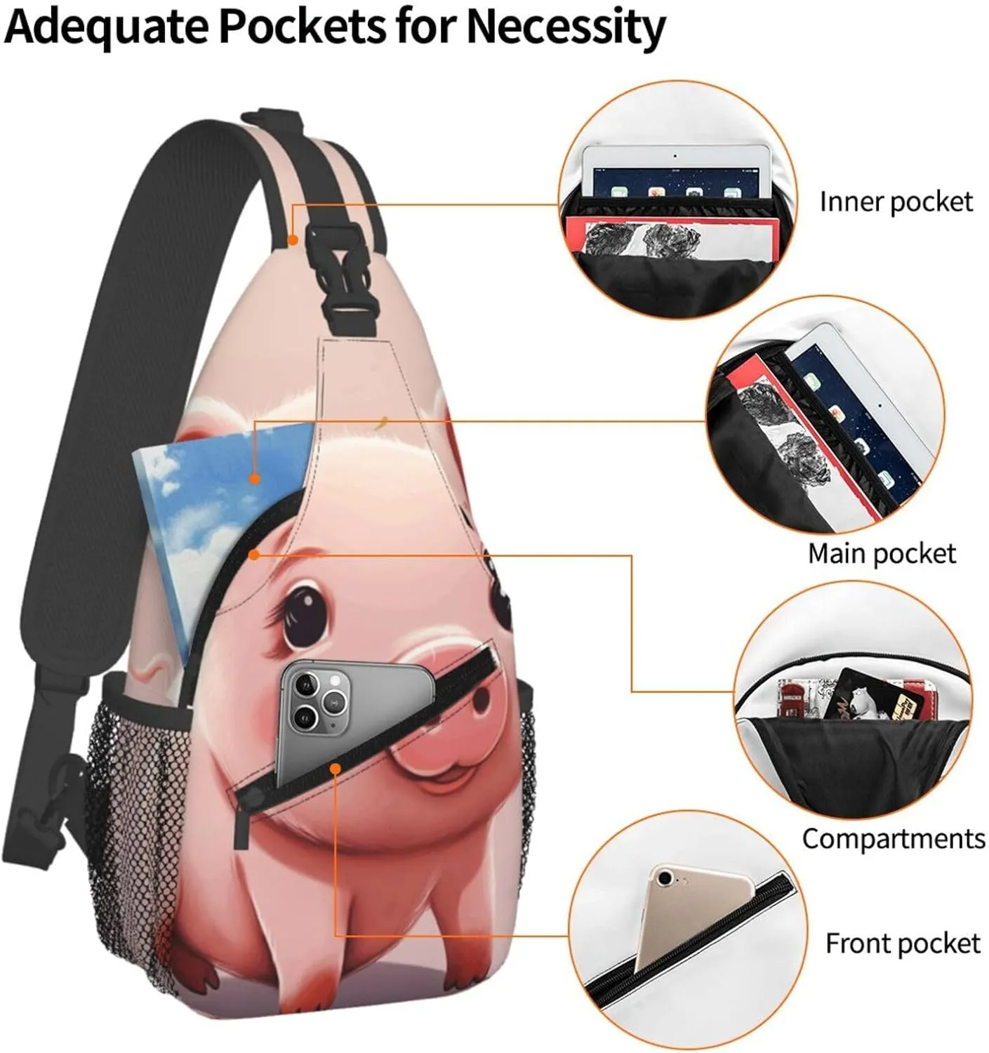Cross Chest Bag Diagonally Sling Backpack Crossbody Shoulder Bag Polar Bears Northern Lights Sling Bag Travel Hiking Daypack