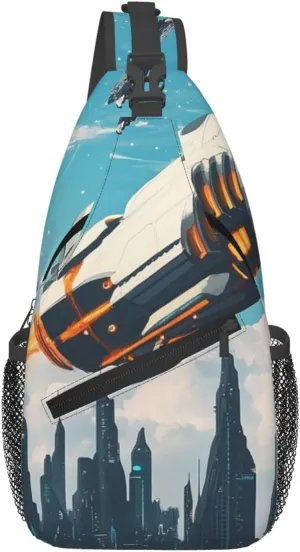 Cross Chest Bag Diagonally Sling Backpack Crossbody Shoulder Bag Science fiction illustration Branches Sling Bag Travel Hiking Daypack
