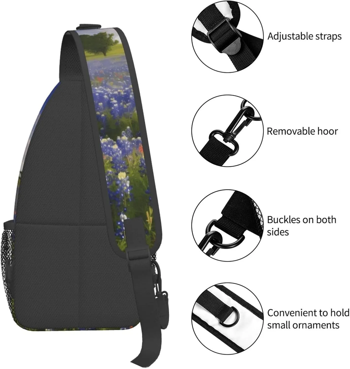 Cross Chest Bag Diagonally Sling Backpack Crossbody Shoulder Bag Turquoise Blue Gold Marble Sling Bag Travel Hiking Daypack
