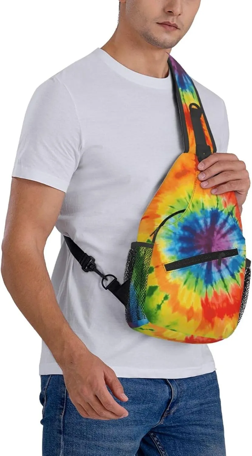Cross Chest Bag Diagonally Sling Backpack Crossbody Shoulder Bag Turquoise Blue Gold Marble Sling Bag Travel Hiking Daypack